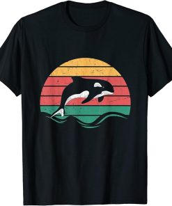 Aquarist Killer Whale Retro Sunset Ocean Animal Lover Orca T-Shirt