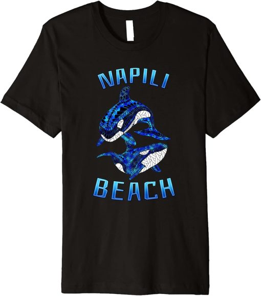 Napili Beach Hawaii Vacation Tribal Whale Orca Premium T-Shirt